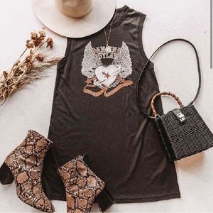 Rocker Vintage Graphic Tunic Dress T-Shirt Tee Dress only